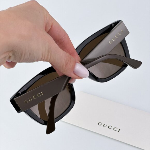 Gucci GG1670SK 004 BRAND NEW Sunglasses Black Green Brown Unisex Square main image 5